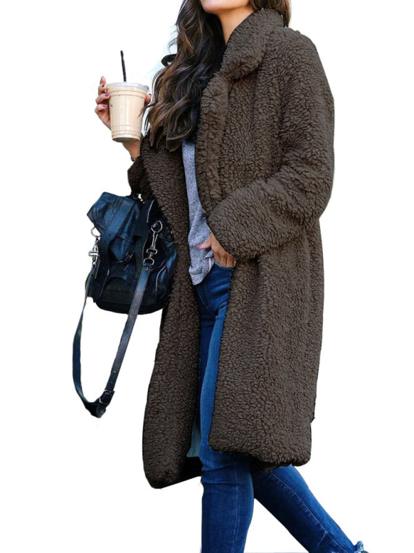 Plüschiger Langarm-Cardigan-Mantel in 6 Farben S-3XL