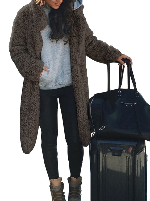 Plüschiger Langarm-Cardigan-Mantel in 6 Farben S-3XL
