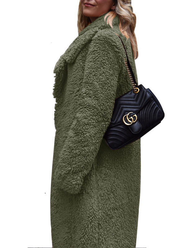 Plüschiger Langarm-Cardigan-Mantel in 6 Farben S-3XL