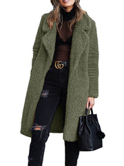 Plüschiger Langarm-Cardigan-Mantel in 6 Farben S-3XL