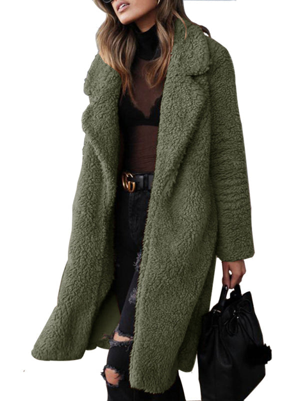 Plüschiger Langarm-Cardigan-Mantel in 6 Farben S-3XL