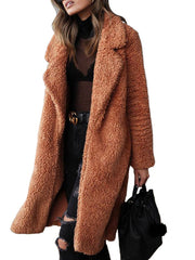 Plüschiger Langarm-Cardigan-Mantel in 6 Farben S-3XL