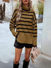 Long Sleeve Striped Turtleneck Sweater