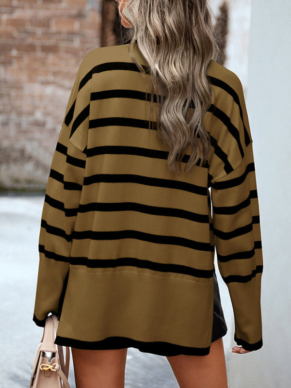 Long Sleeve Striped Turtleneck Sweater