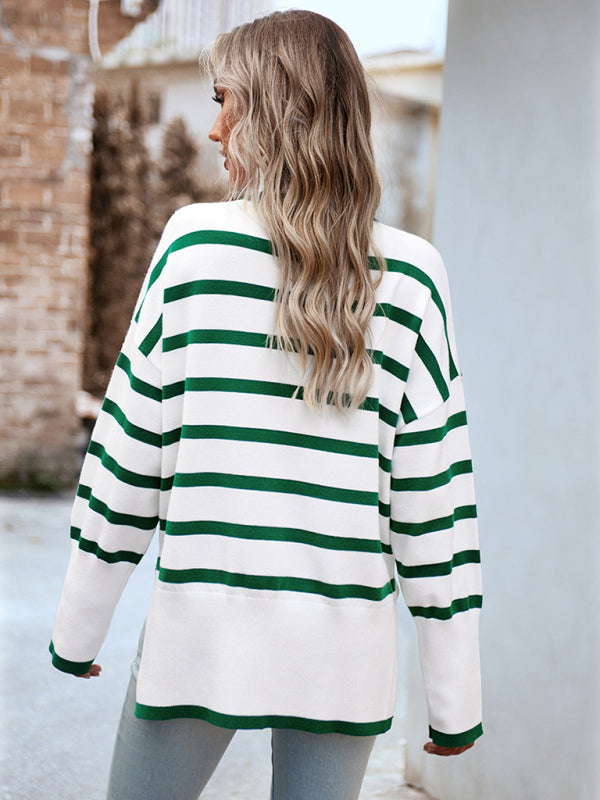 Long Sleeve Striped Turtleneck Sweater