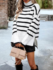 Long Sleeve Striped Turtleneck Sweater