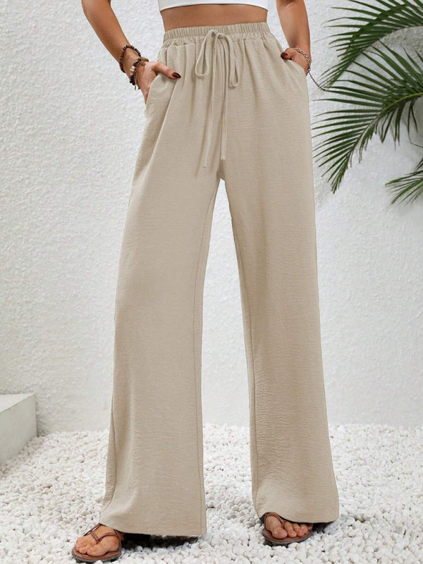 Wide Leg Pants with Elastic Waist and Pockets in 6 Colors S-XL