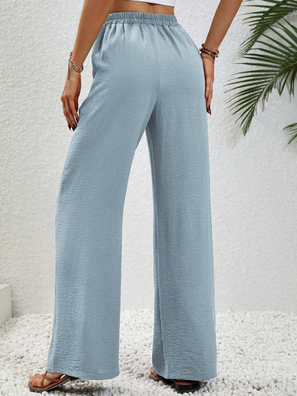 Wide Leg Pants with Elastic Waist and Pockets in 6 Colors S-XL