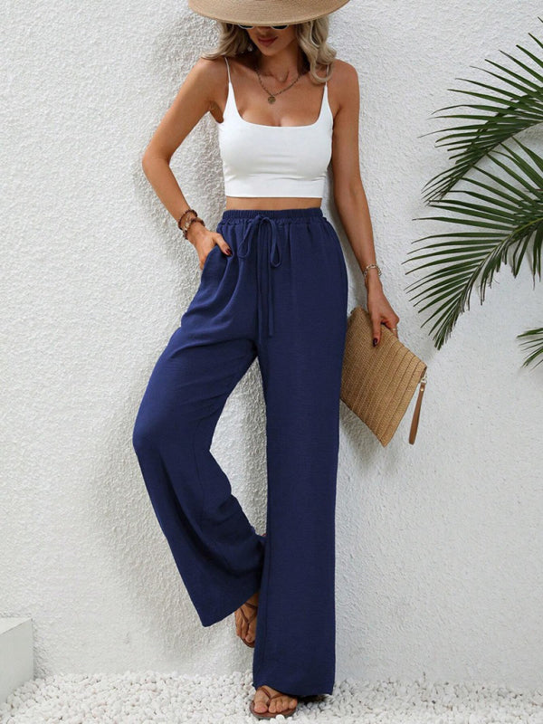 Wide Leg Pants with Elastic Waist and Pockets in 6 Colors S-XL