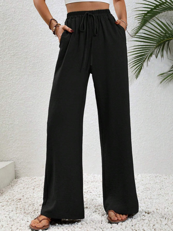 Wide Leg Pants with Elastic Waist and Pockets in 6 Colors S-XL