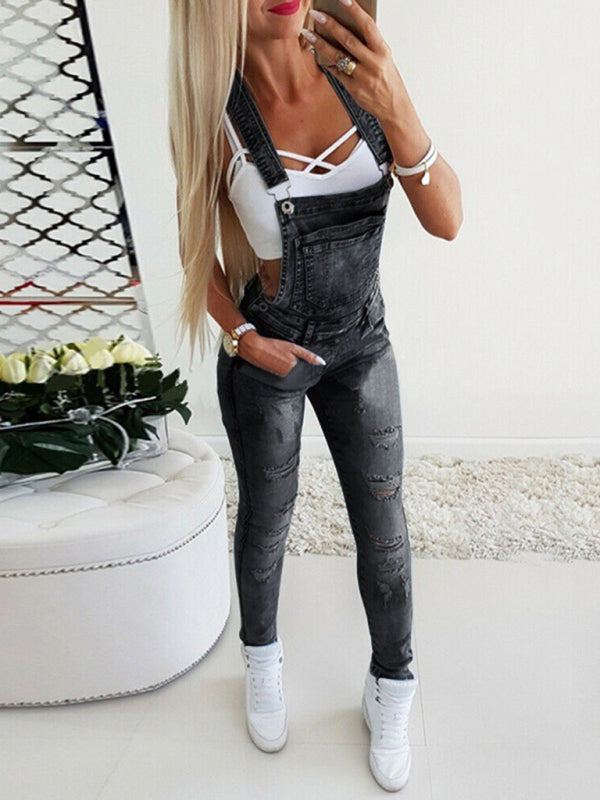 Slim Fit Ripped Overalls in 3 Colors S-3XL