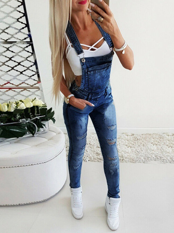 Slim Fit Ripped Overalls in 3 Colors S-3XL