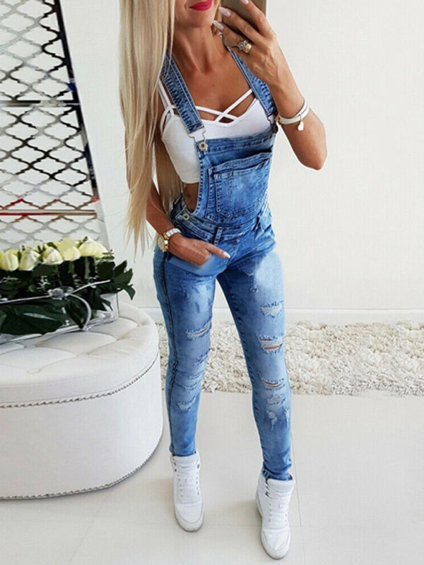 Slim Fit Ripped Overalls in 3 Colors S-3XL