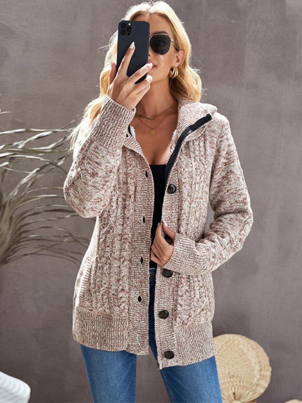 Strickjacke mit Kapuze und langen Ärmeln und Taschen in 4 Farben, Größen 4–12
