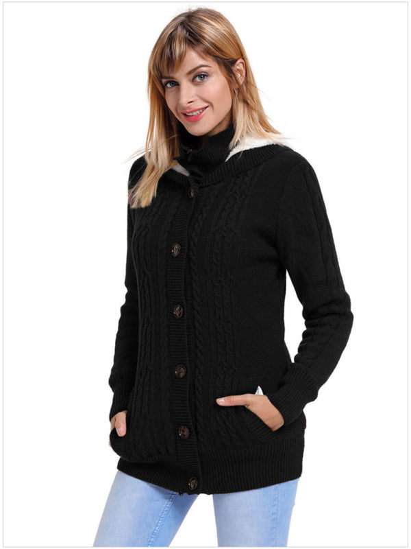 Strickjacke mit Kapuze und langen Ärmeln und Taschen in 4 Farben, Größen 4–12
