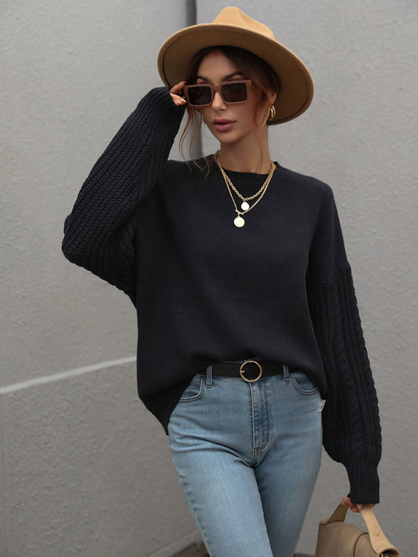 Long Sleeve Thick Knit Round Neck Sweater in 5 Colors S-XL