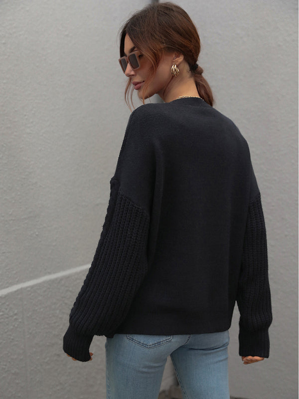 Long Sleeve Thick Knit Round Neck Sweater in 5 Colors S-XL