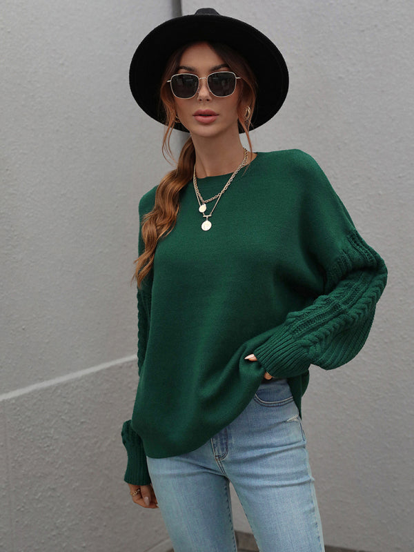 Long Sleeve Thick Knit Round Neck Sweater in 5 Colors S-XL