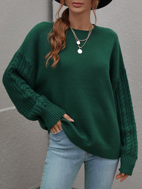 Long Sleeve Thick Knit Round Neck Sweater in 5 Colors S-XL