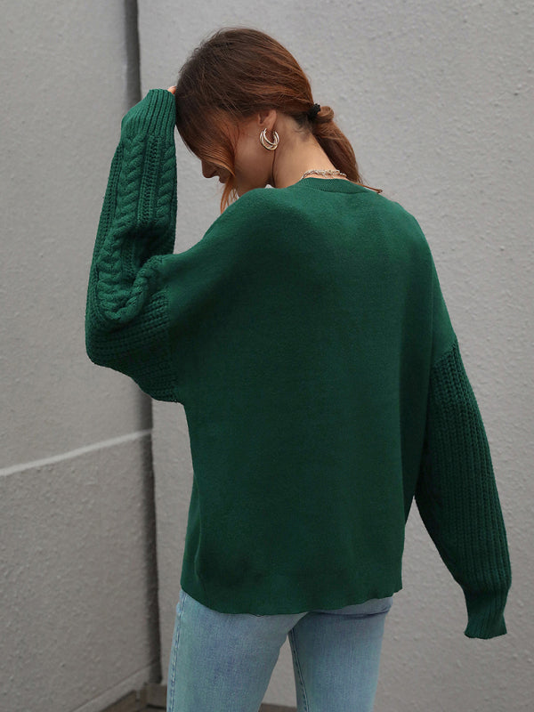 Long Sleeve Thick Knit Round Neck Sweater in 5 Colors S-XL