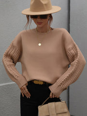 Long Sleeve Thick Knit Round Neck Sweater in 5 Colors S-XL