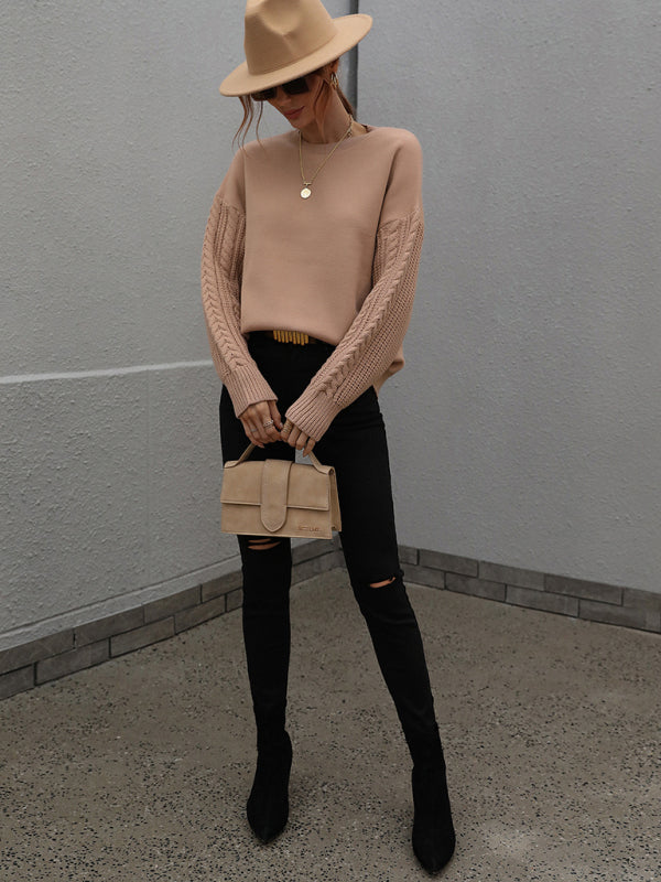 Long Sleeve Thick Knit Round Neck Sweater in 5 Colors S-XL