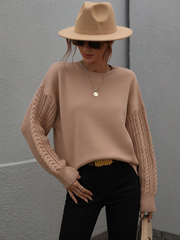 Long Sleeve Thick Knit Round Neck Sweater in 5 Colors S-XL