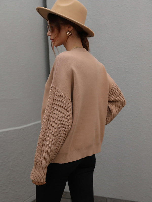 Long Sleeve Thick Knit Round Neck Sweater in 5 Colors S-XL