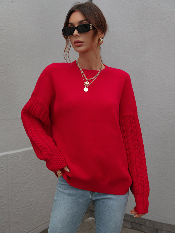 Long Sleeve Thick Knit Round Neck Sweater in 5 Colors S-XL
