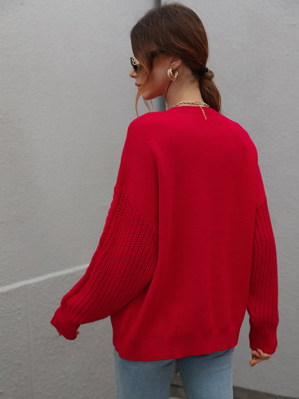 Long Sleeve Thick Knit Round Neck Sweater in 5 Colors S-XL