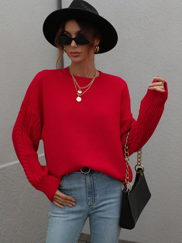 Long Sleeve Thick Knit Round Neck Sweater in 5 Colors S-XL