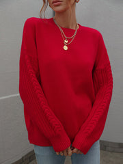 Long Sleeve Thick Knit Round Neck Sweater in 5 Colors S-XL