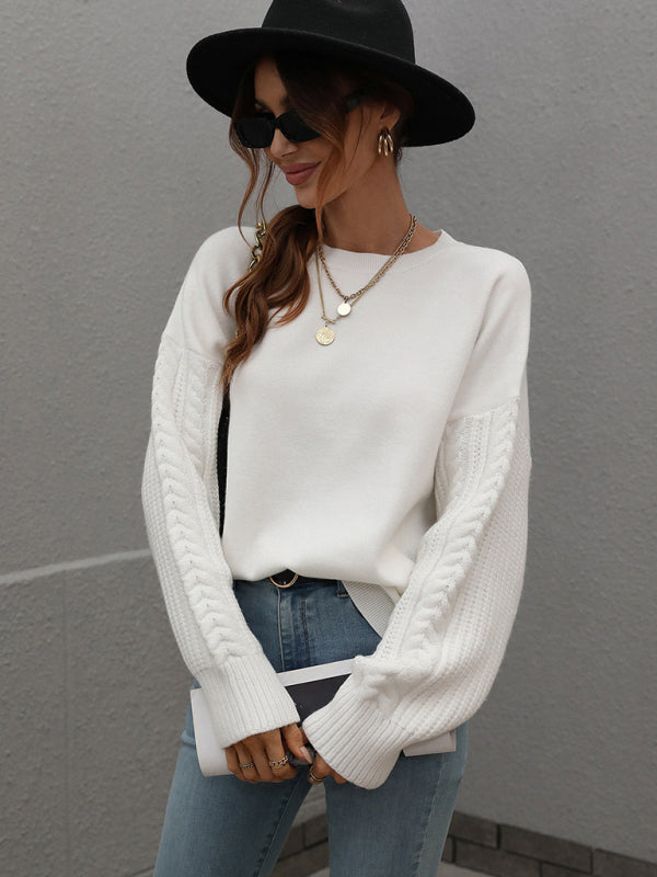 Long Sleeve Thick Knit Round Neck Sweater in 5 Colors S-XL