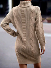 Mid-Length Turtleneck Long Sleeve Sweater Dress in 5 Colors S-XL
