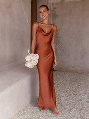 V-Neck Sleeveless Evening Bridesmaid Gown in 4 Colors S-XL