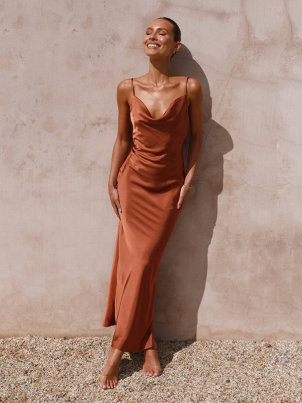 V-Neck Sleeveless Evening Bridesmaid Gown in 4 Colors S-XL