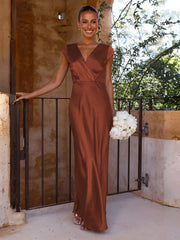 V-Neck Floor Length Evening Gown in 4 Colors S-XL
