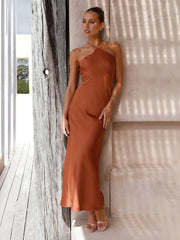 Halterneck Backless Floor Length Dress in 4 Colors S-XL