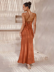Halterneck Backless Floor Length Dress in 4 Colors S-XL