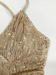 Sequined Cross Strap Sleeveless Party Dress in 2 Colors Waist 29-35