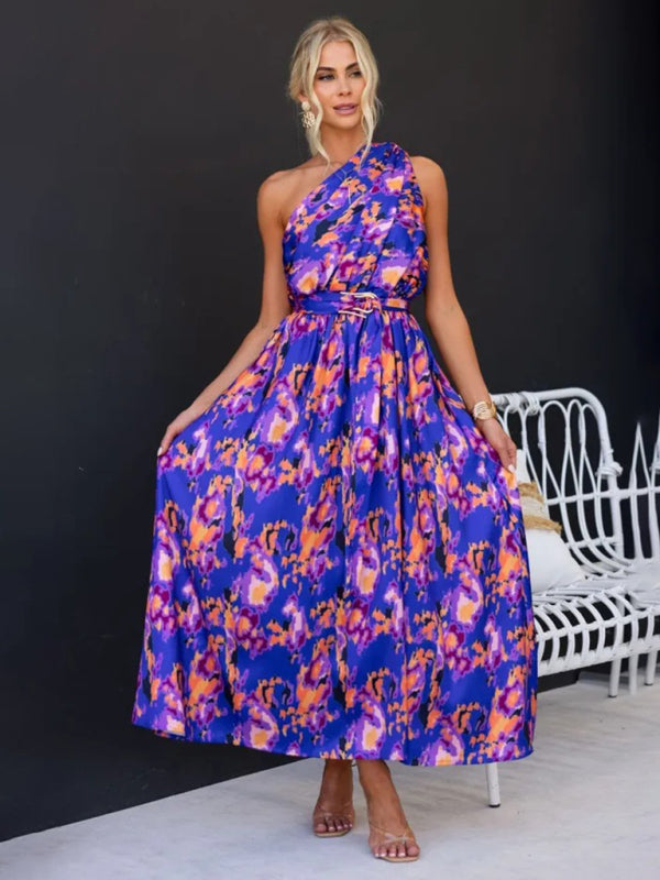 One-Shoulder-Rückenfreies Kleid in 11 Farben S-XL