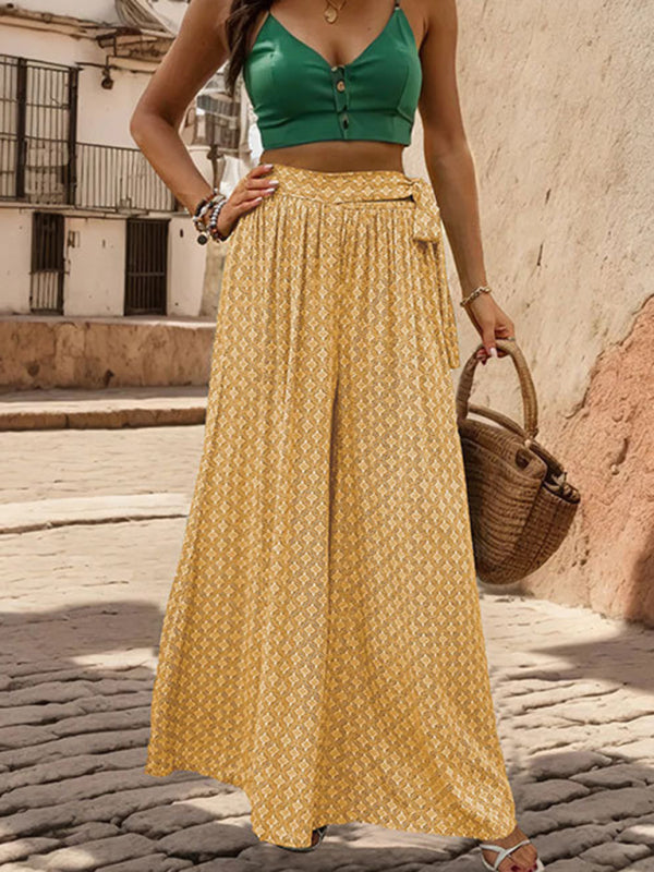 High Waist Wide Leg Printed Pants in 4 Colors S-XL