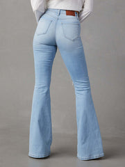 Washed Ripped High Waist Flare Jeans Waist 26-31