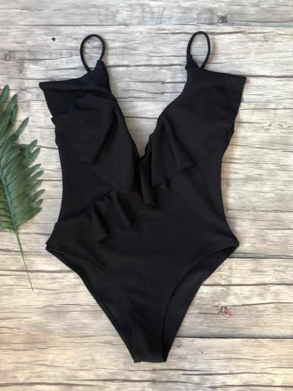 Ruffled One Piece Swimsuit in 6 Colors S-XL