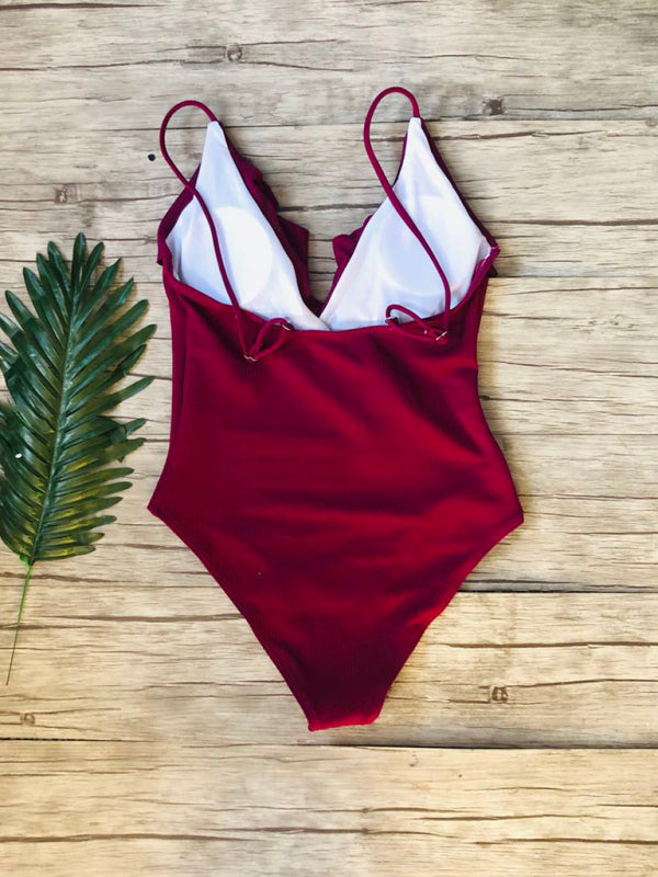 Ruffled One Piece Swimsuit in 6 Colors S-XL