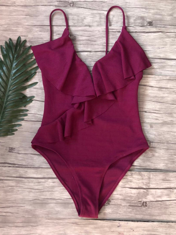 Ruffled One Piece Swimsuit in 6 Colors S-XL