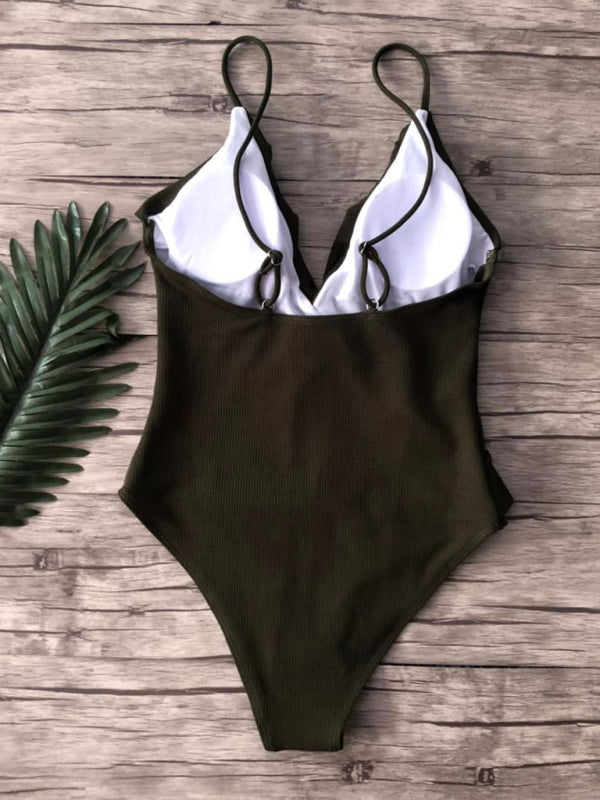Ruffled One Piece Swimsuit in 6 Colors S-XL