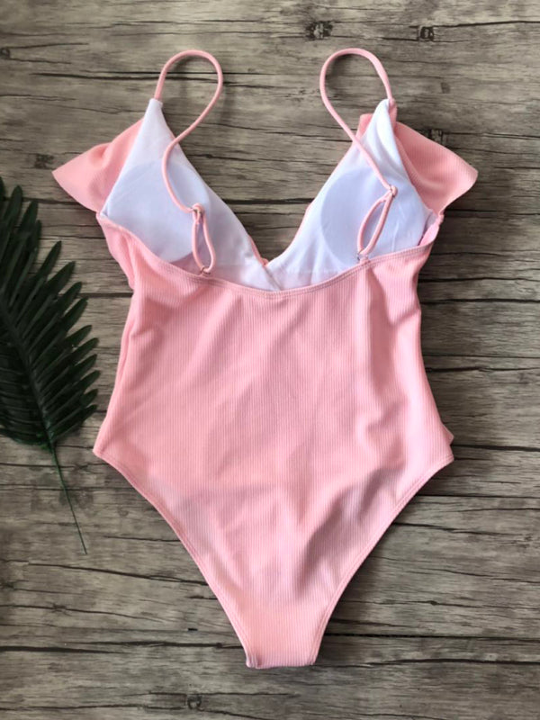 Ruffled One Piece Swimsuit in 6 Colors S-XL
