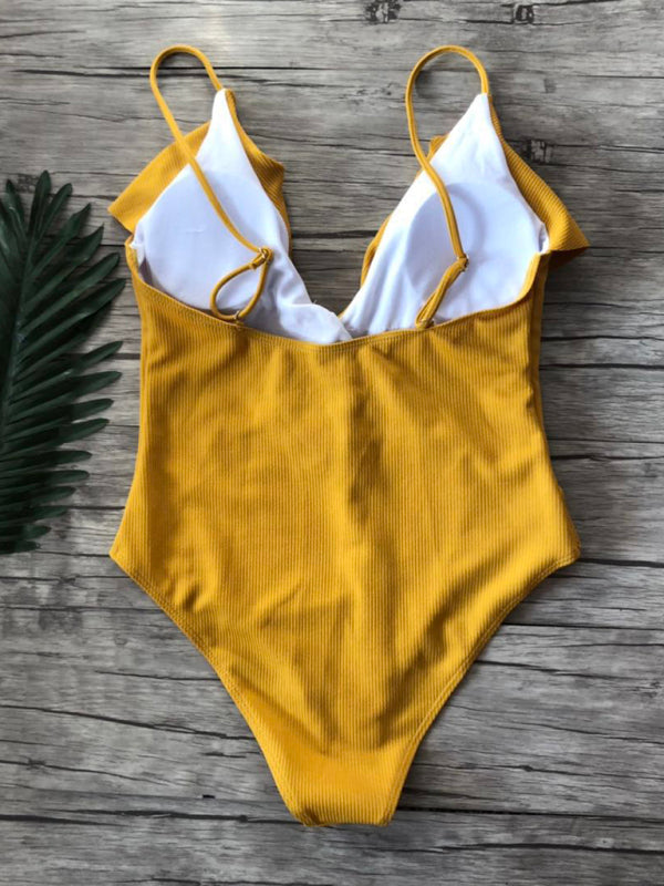 Ruffled One Piece Swimsuit in 6 Colors S-XL