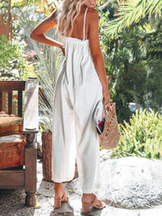 Wide Leg Cropped Sleeveless Jumpsuit with Side Pockets in 2 Colors S-XL